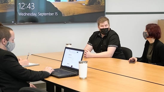 office meeting with masks