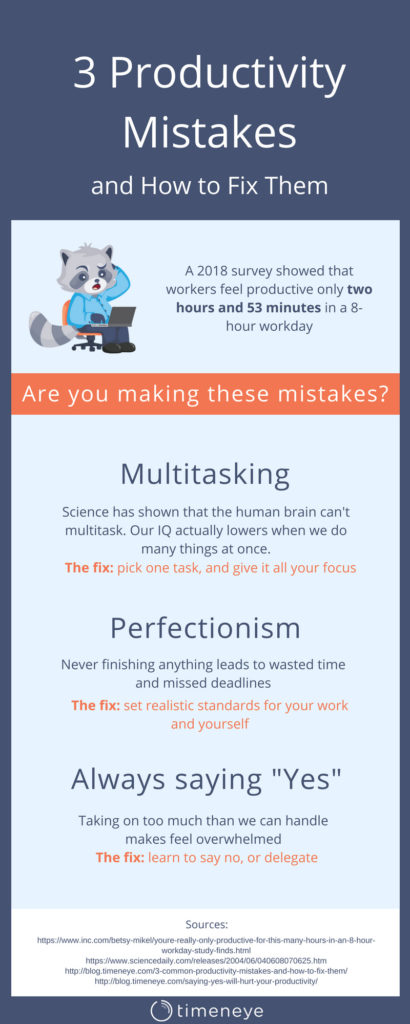 Infographics on the most common productivity mistakes