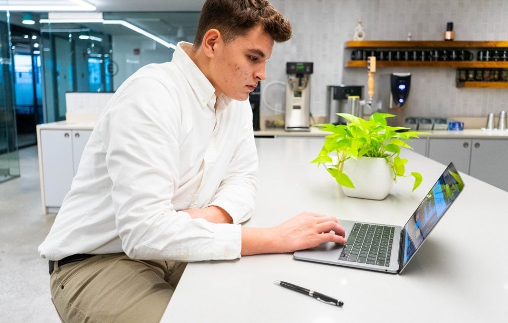 person working on a laptop