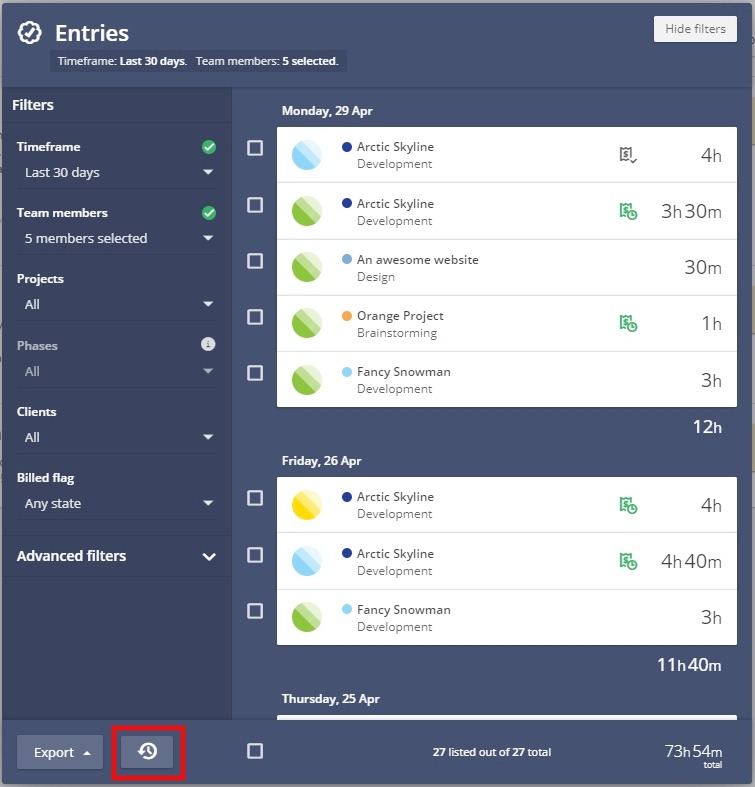 schedule timesheet export