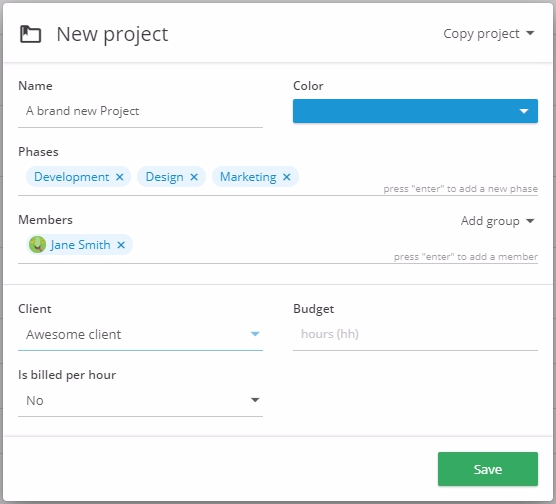 create project timeneye