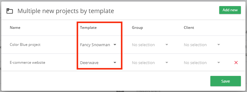 creating projects template
