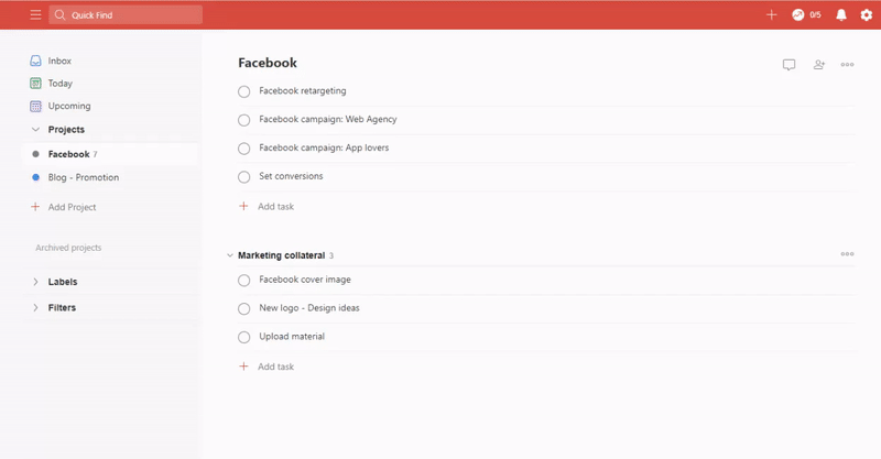 time tracking button in Todoist by Timeneye