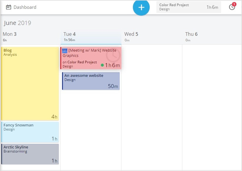 time tracking for a google calendar event