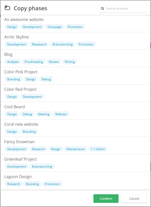 timeneye project templates