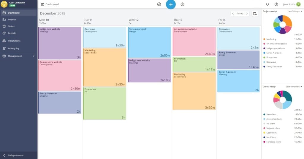 timeneye calendar dashboard