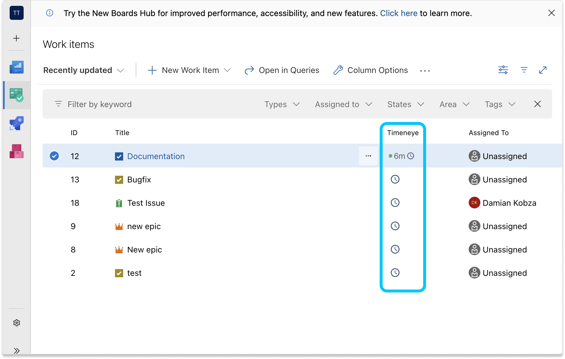 azure time tracking