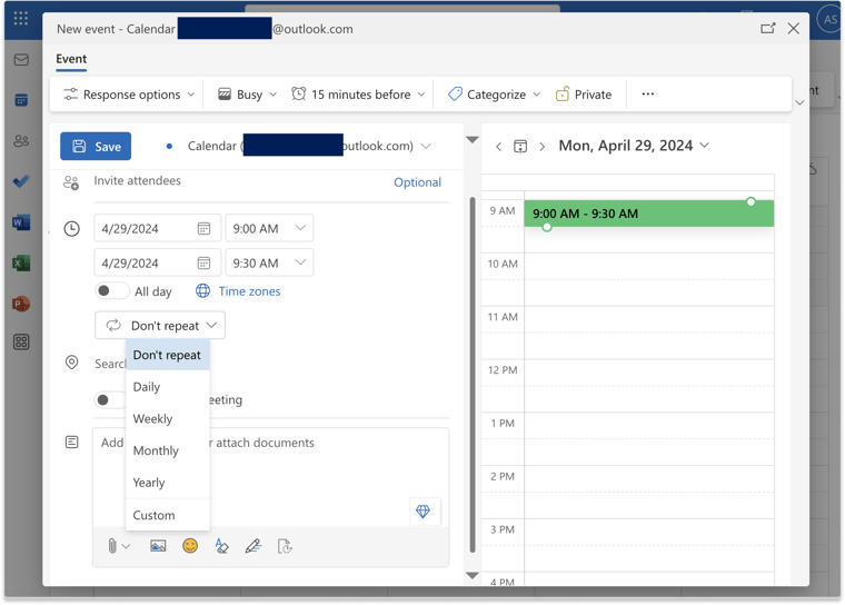 outlook calendar recurring event-1