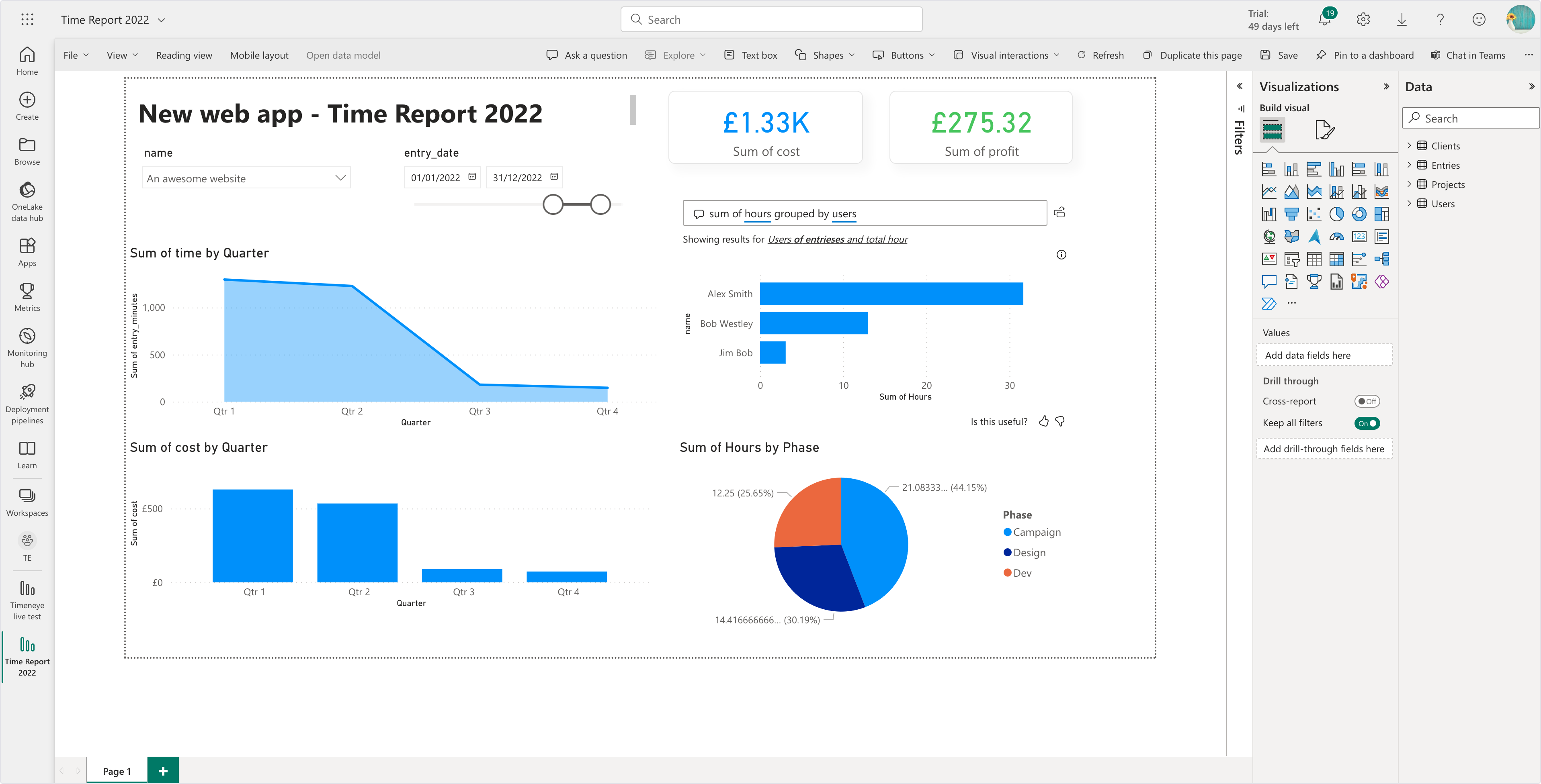 power bi time report