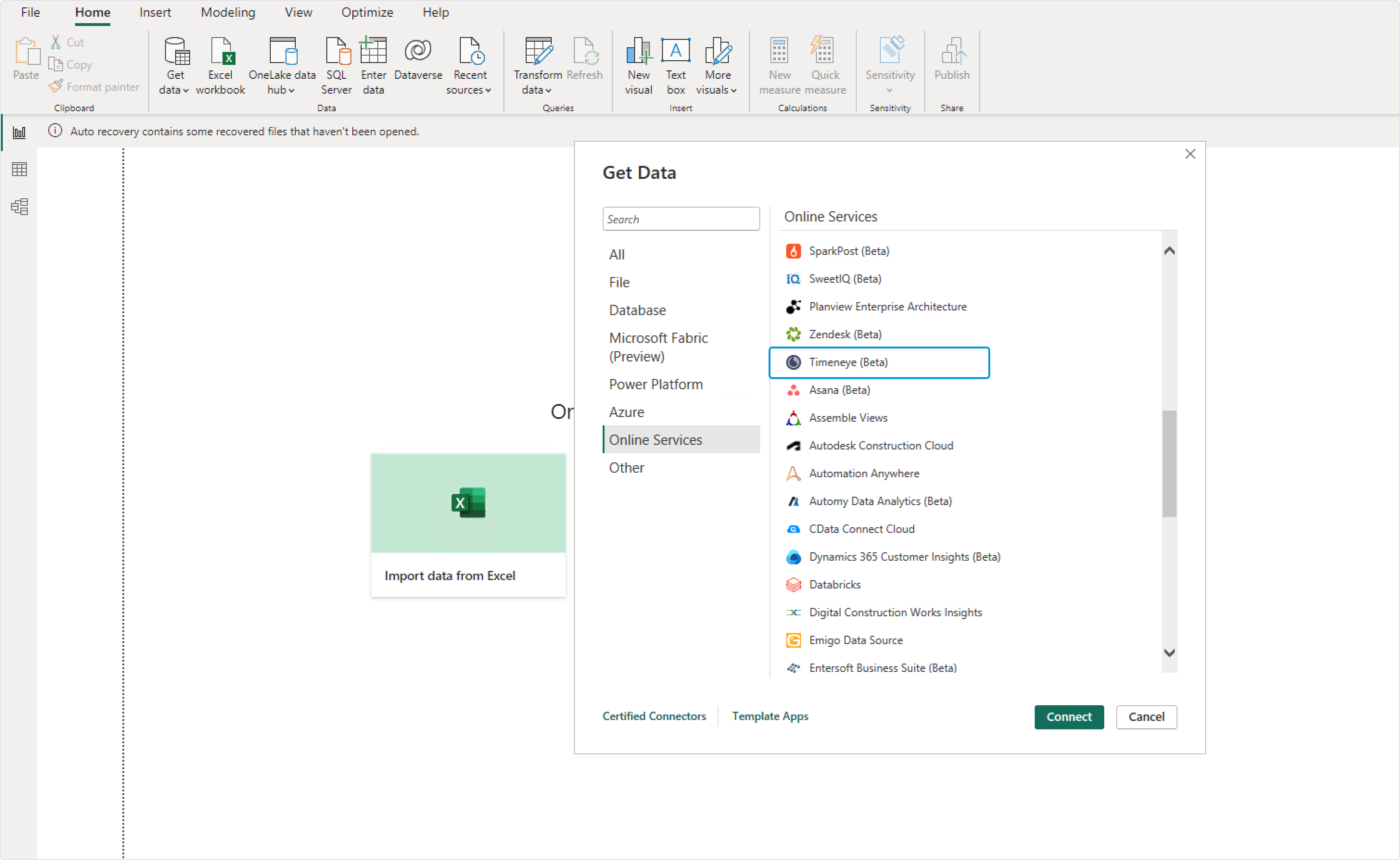 power bi timeneye source