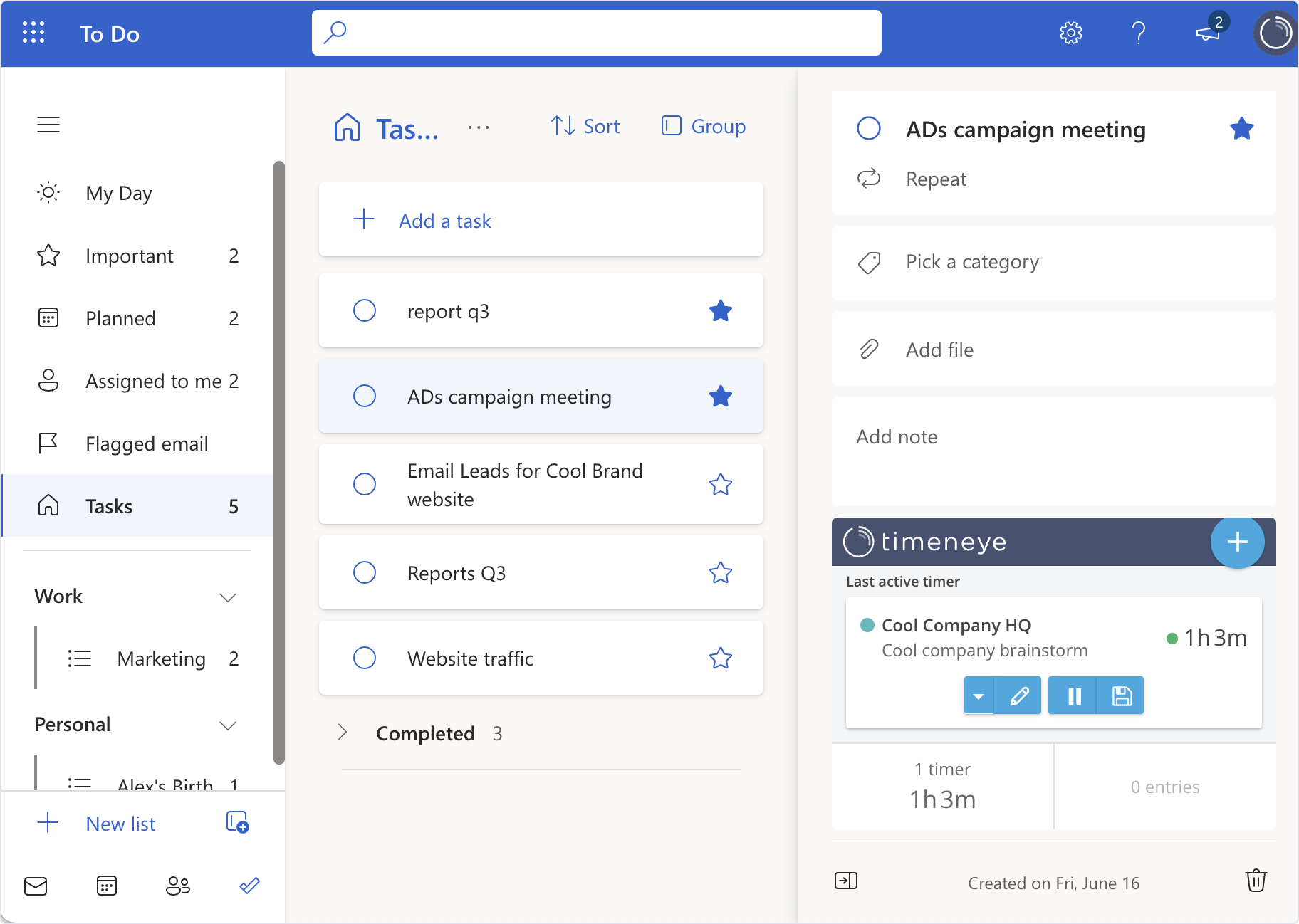 timeneye ms to do time tracking