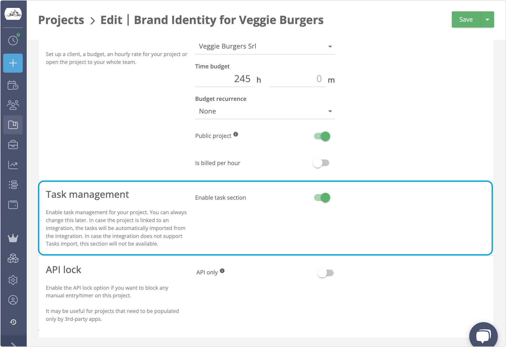 timeneye task management feature