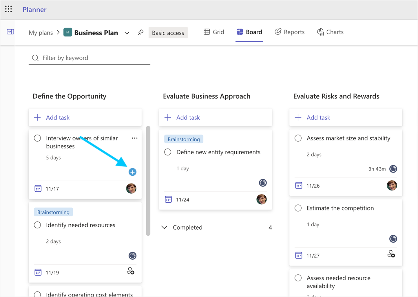 timeneye widget in planner