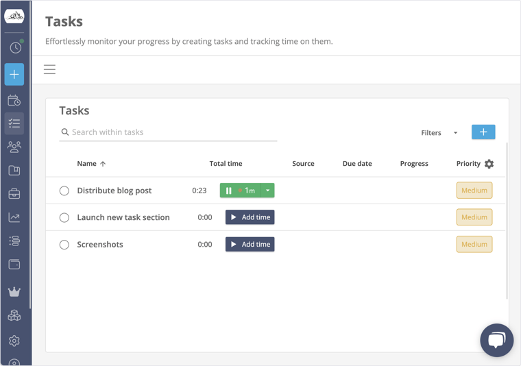 track timeneye tasks