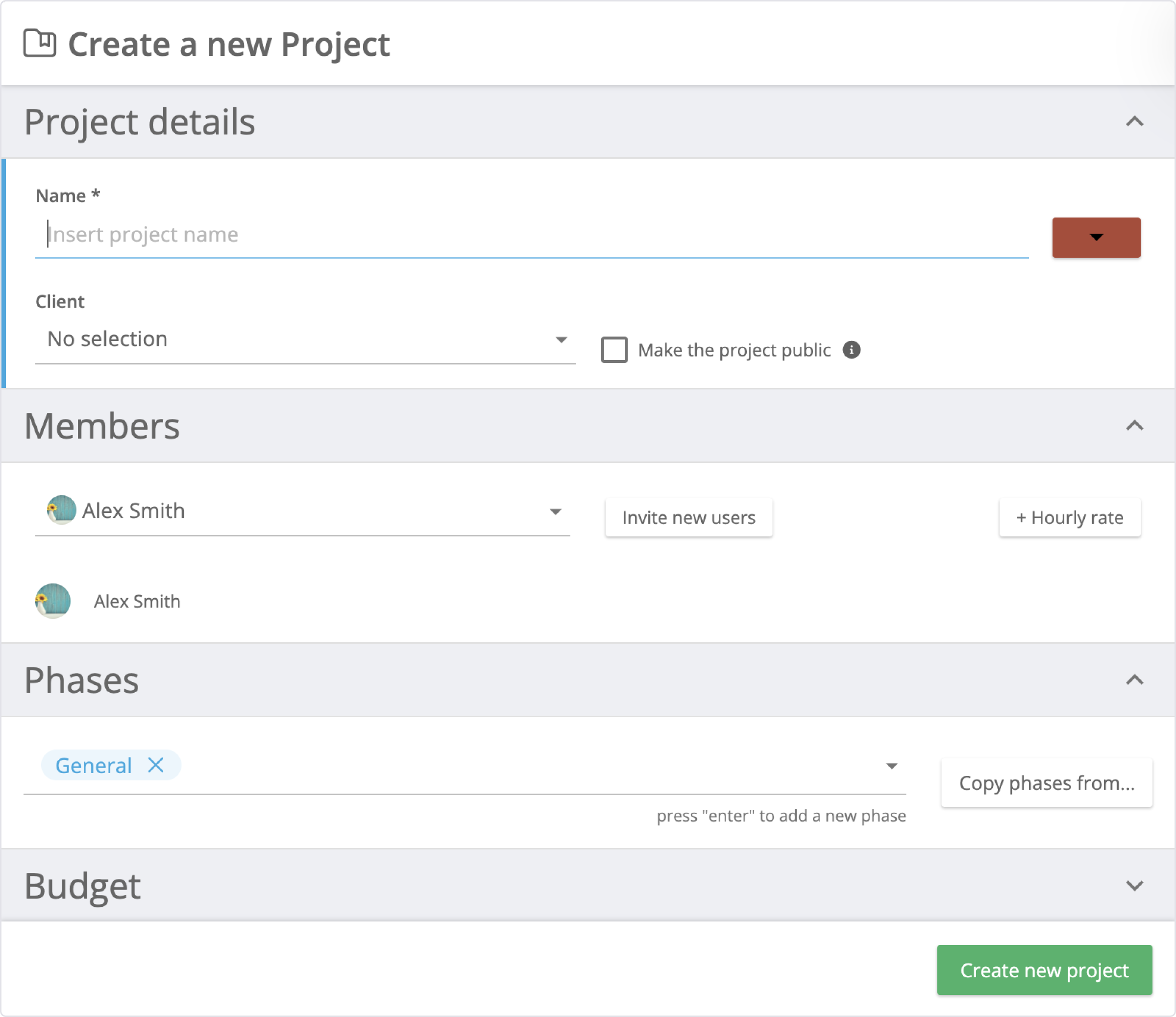 Create new project