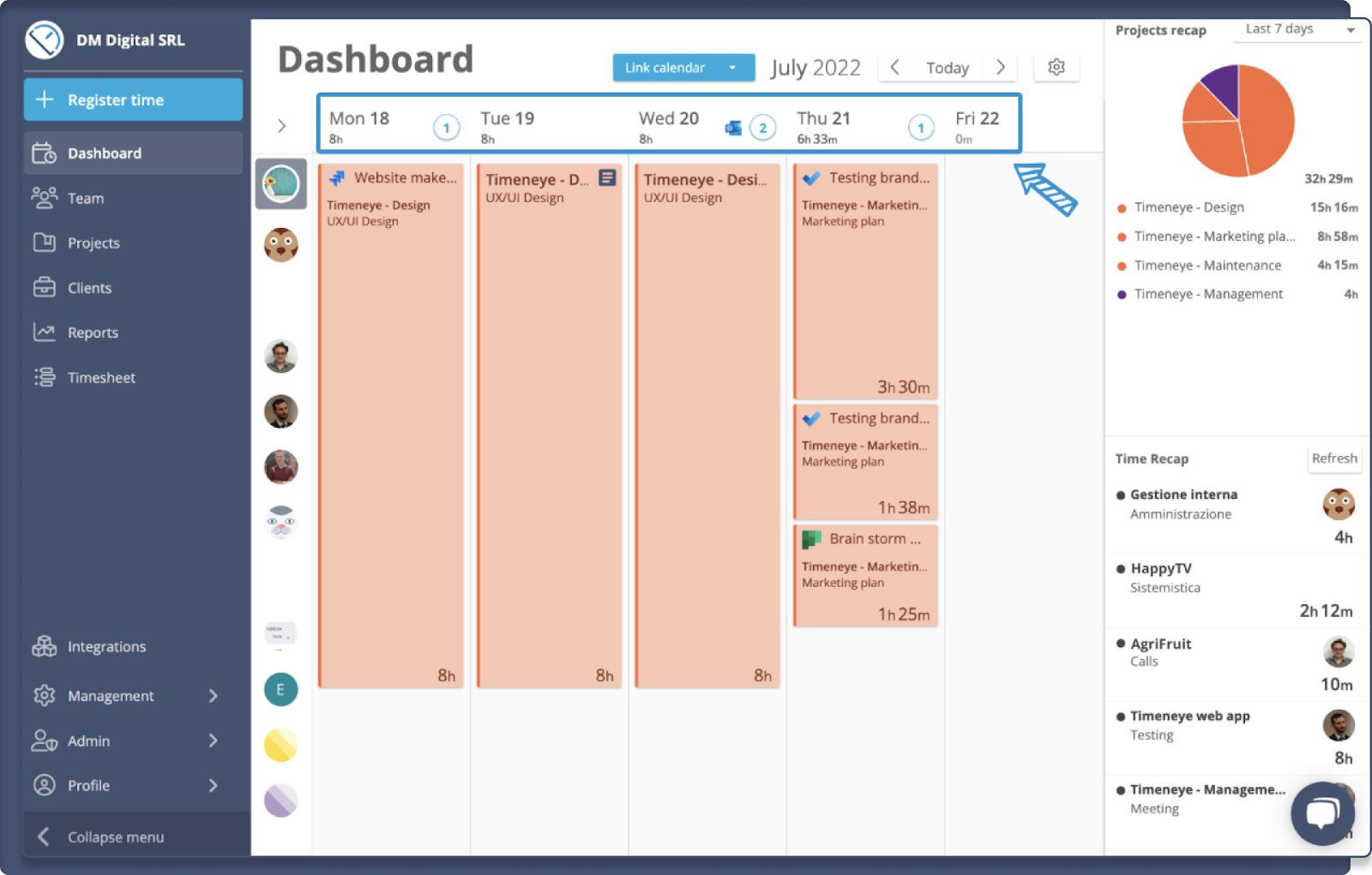 timeneye dashboard