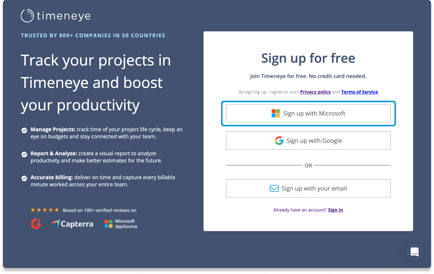 Microsoft sign up