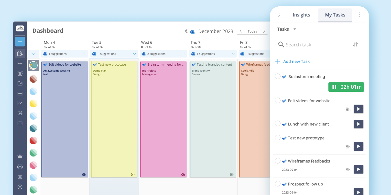 timeneye task sidebar