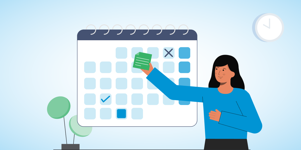 a project manager moving items on a calendar