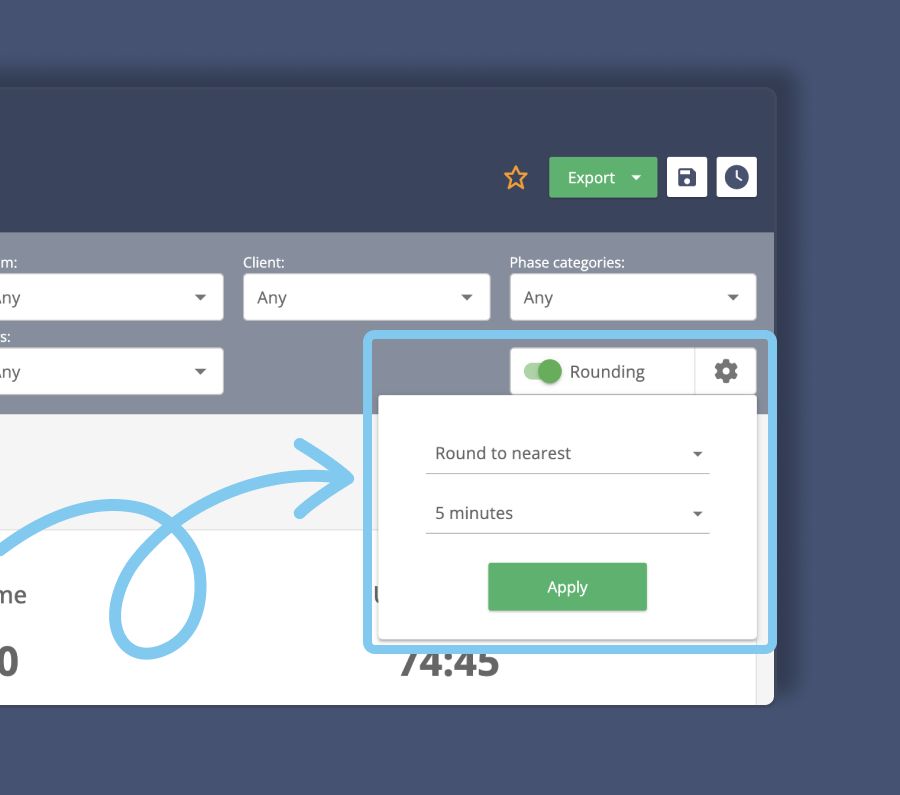 time rounding option round to nearest 5 minutes