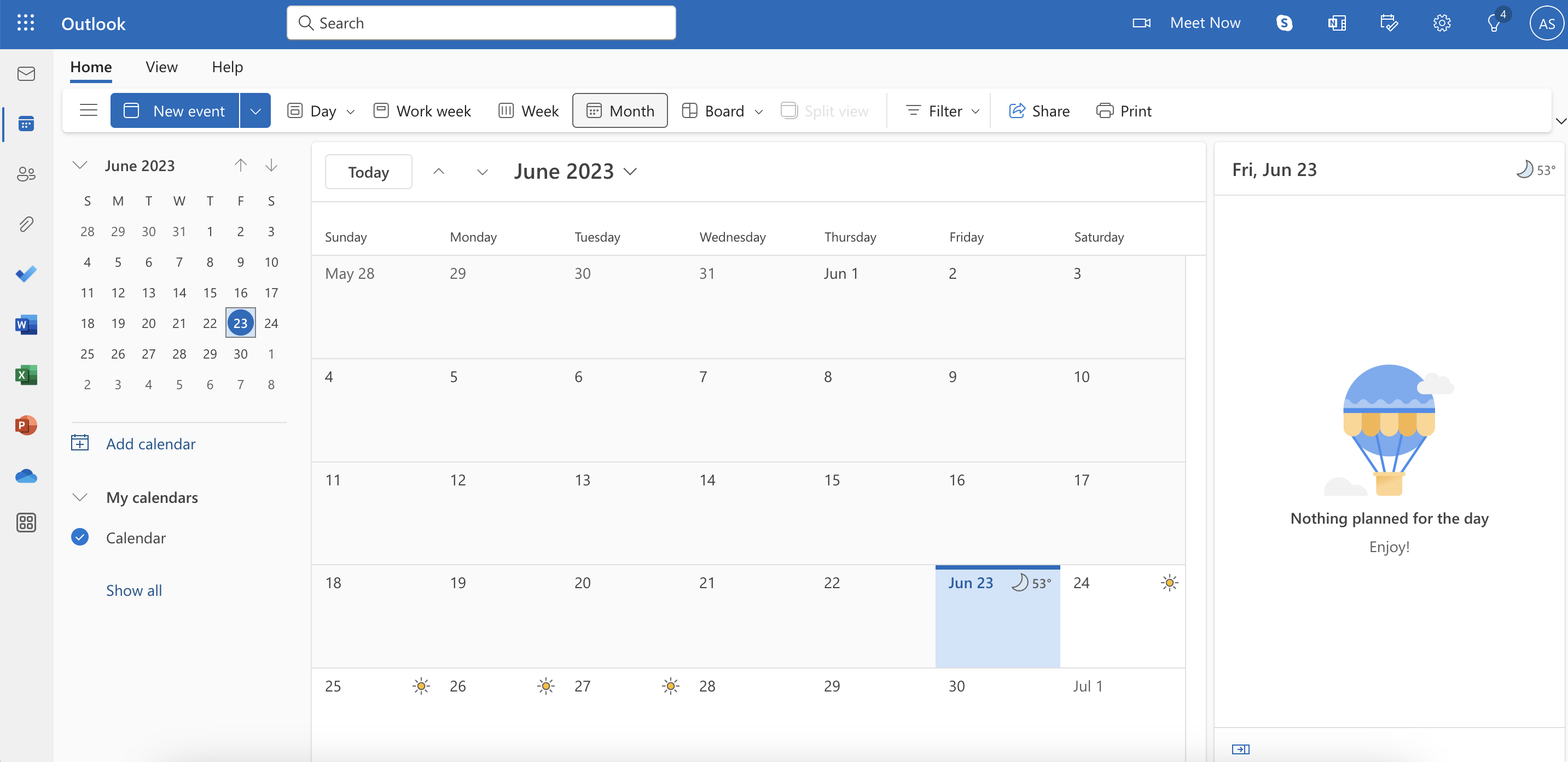 outlook calendar example