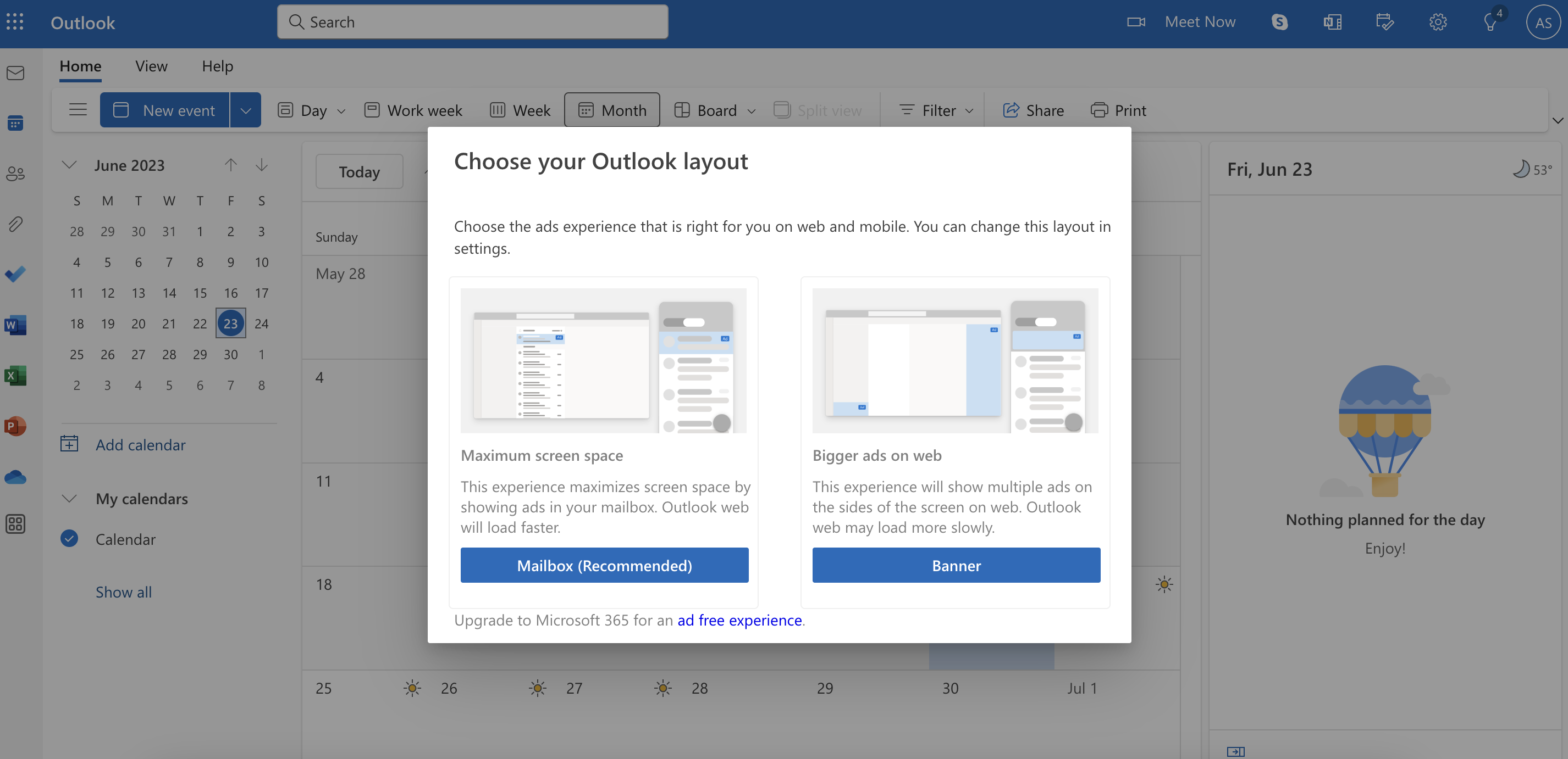 outlook layout