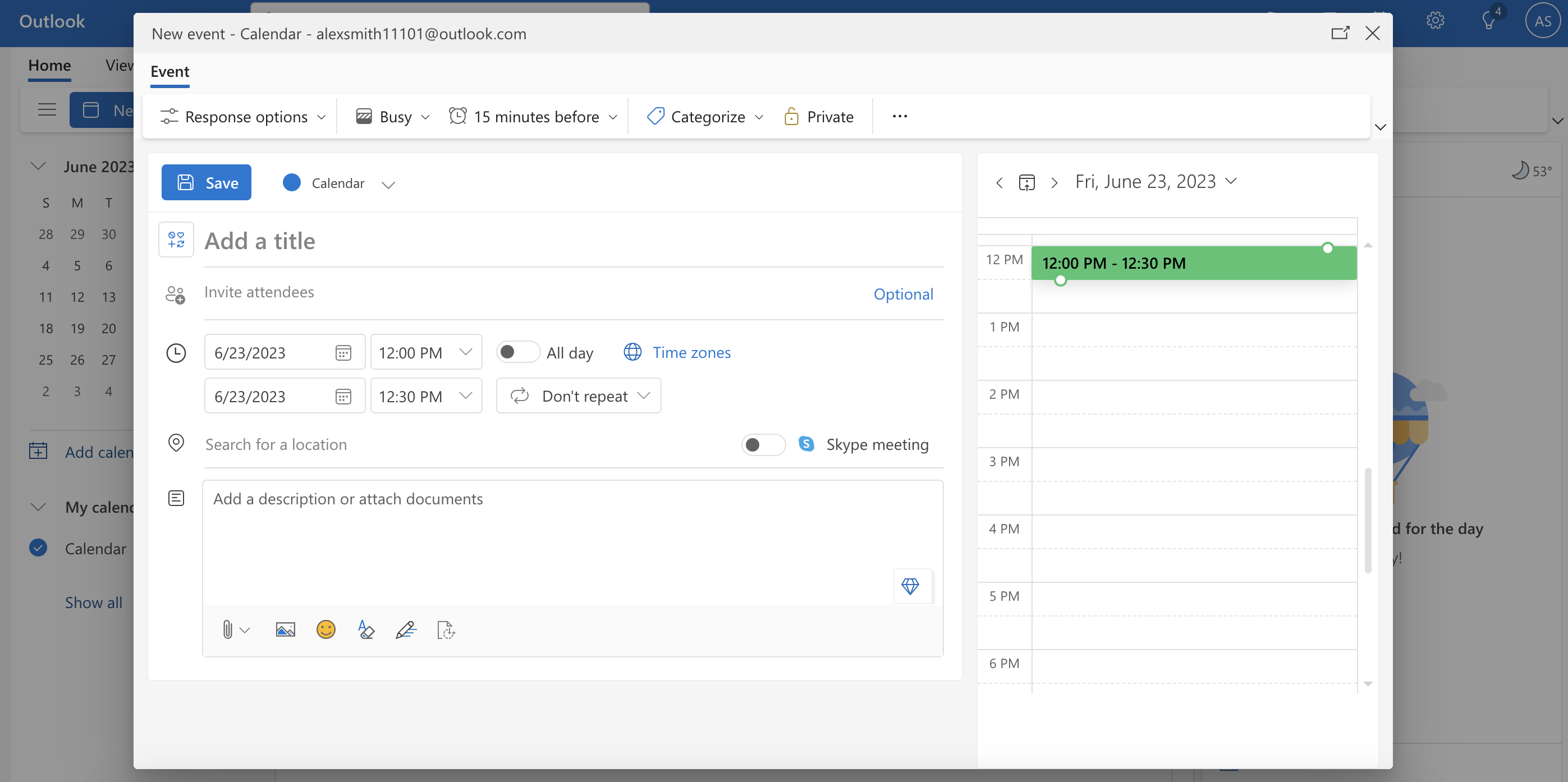 outlook scheduling a meeting