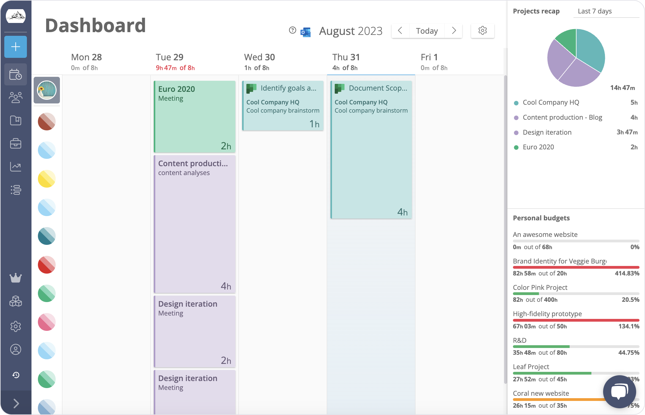 timeneye planner entries